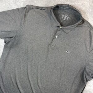 Vineyard Vines Polo Shirt Mens 2XL Grey Striped Performance Stretch Golf Preppy‎